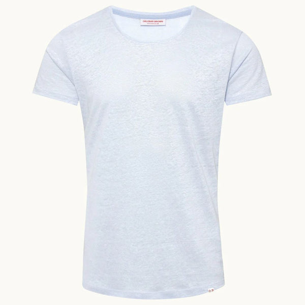 Soft Blue Linen Crewneck Linen T-shirt