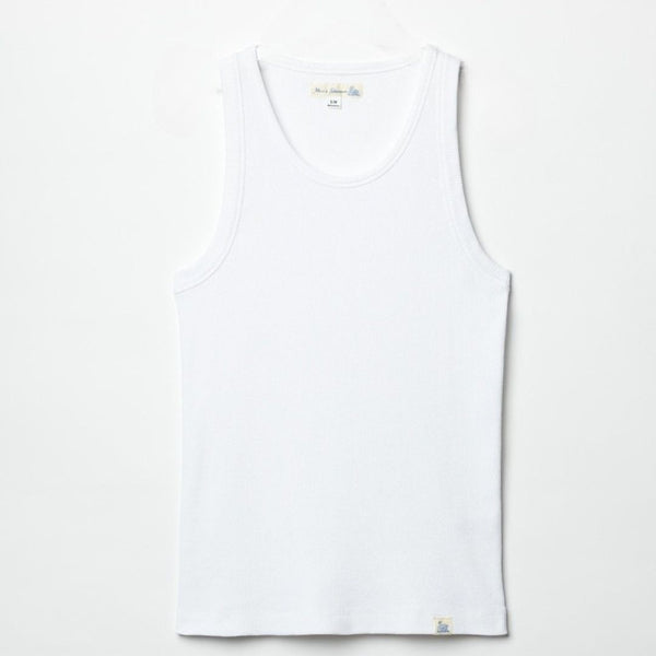 White RIBTANK01 Ribbed Organic Cotton Tank Top