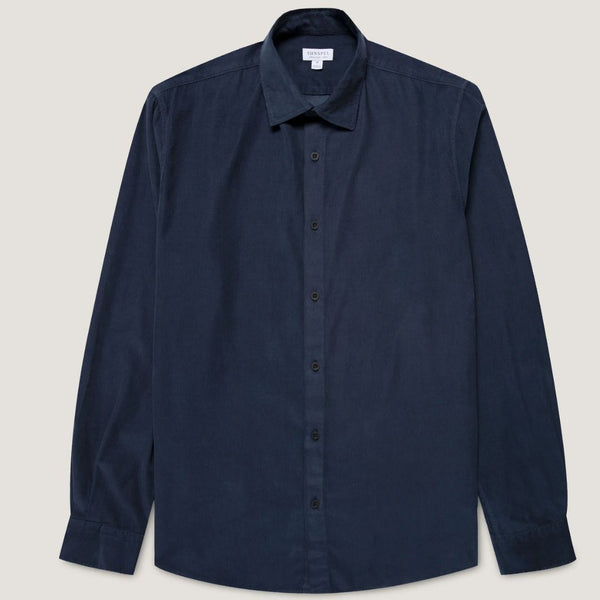 Navy Fine Corduroy Cotton Shirt