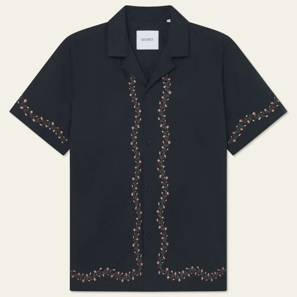 Black Lesley Embroidery SS Shirt