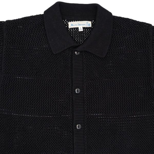 Deep Black KNITSHIRT01X Cotton Crochet Shirt