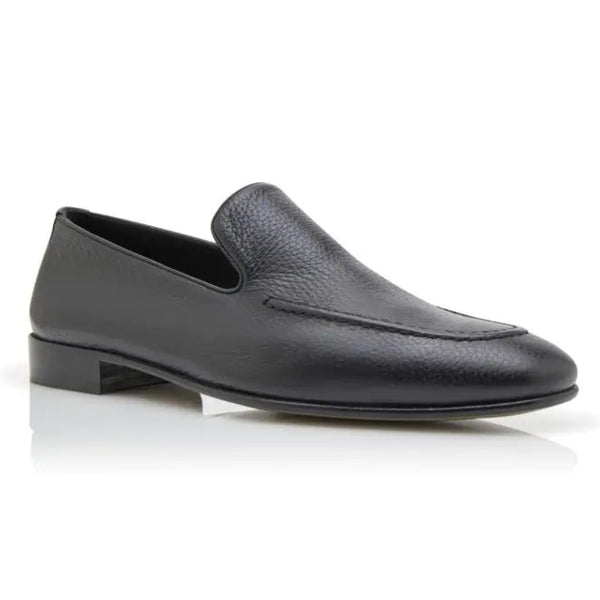 Black Made In Italy Leather Loafer Shoes