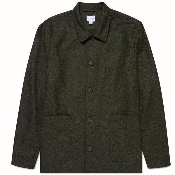 Drill Green British Wool Twin Pocket Chore Jacket
