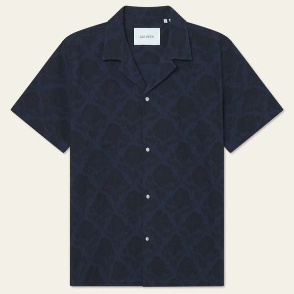 Navy Lesley Flower Tile AOP SS Shirt