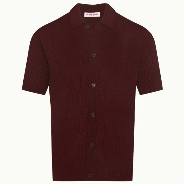Damson Tiernan Cotton Capri Collar Pique Knit Shirt