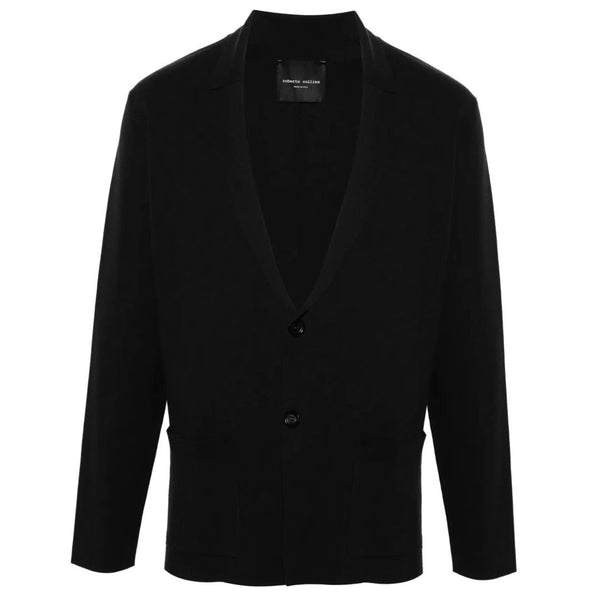 Black Merino Knit Rever Jacket