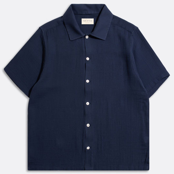 Navy Iris Double Cloth Busey Shirt