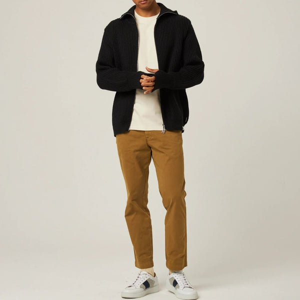 Black Fisherman Wool Cardigan