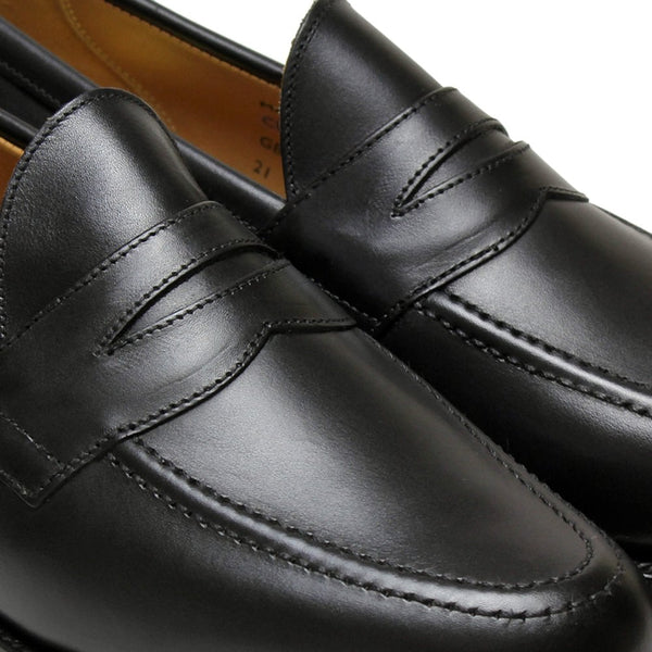Black Calf Leather Clive Penny Loafers