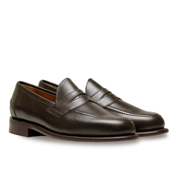 Brown Calf Leather Clive Penny Loafers