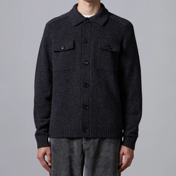 Navy Long Sleeve Button Knit Sweater