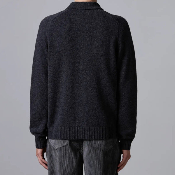 Navy Long Sleeve Button Knit Sweater