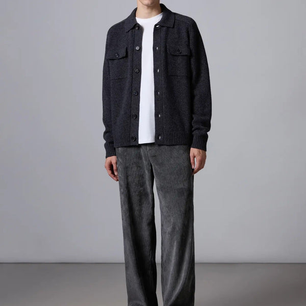 Navy Long Sleeve Button Knit Sweater