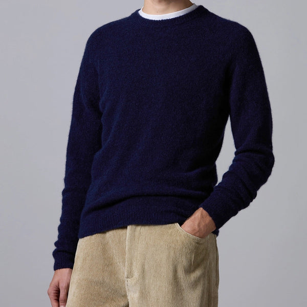Navy Cashmere Silk Roundneck Sweater