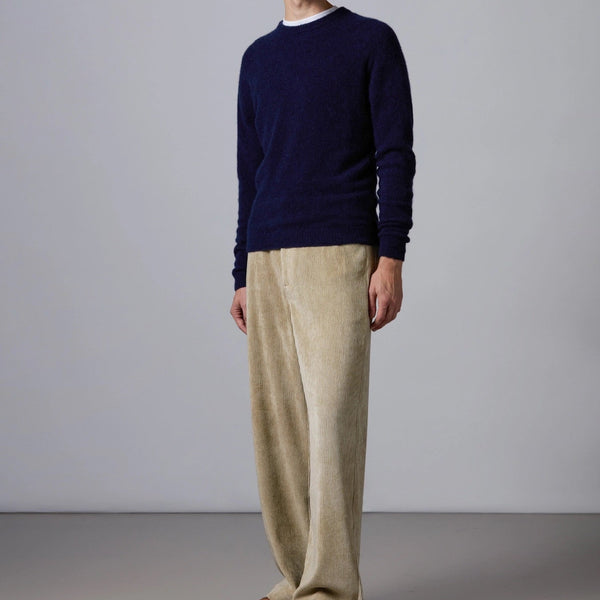 Navy Cashmere Silk Roundneck Sweater