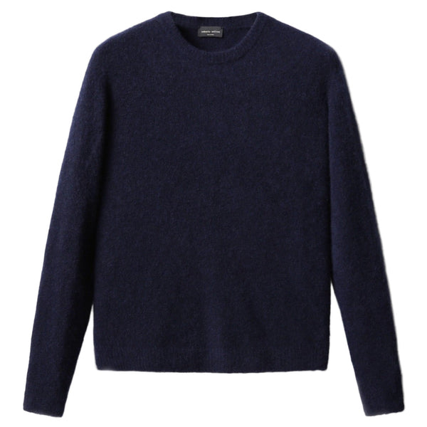 Navy Cashmere Silk Roundneck Sweater