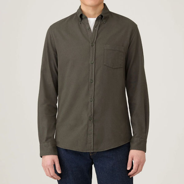 Dark Green Brushed Cotton Flannel Shirt