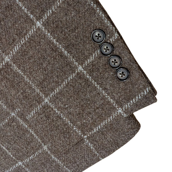 Taupe Windowpane Wool Sport Jacket