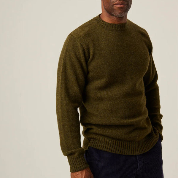 Olive Makers Stitch Crew Neck Jumper Sweater