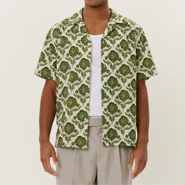 Vintage Green Lesley Flower Tile AOP SS Shirt