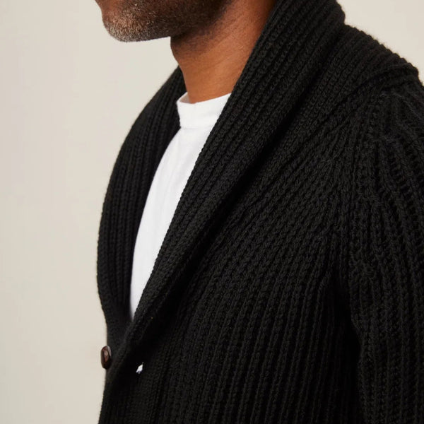 Black Wilkinson Merino Wool Shawl Cardigan