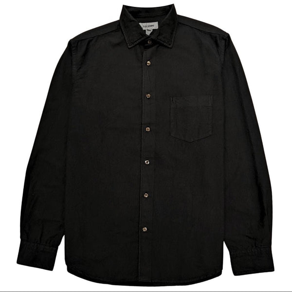 Black Standard Oxford Garment Dyed Cotton Shirt