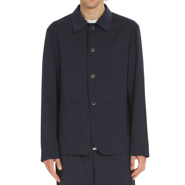 Navy Visal Wool Overshirt