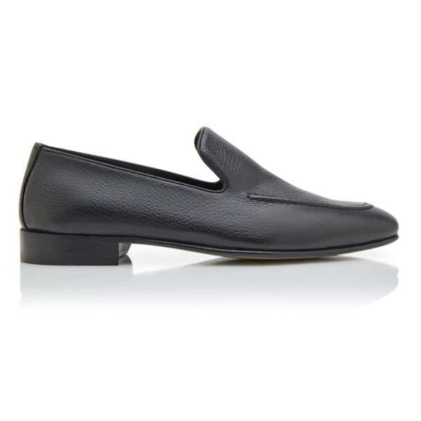 Black Made In Italy Leather Loafer Shoes