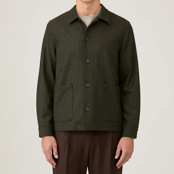 Drill Green British Wool Twin Pocket Chore Jacket