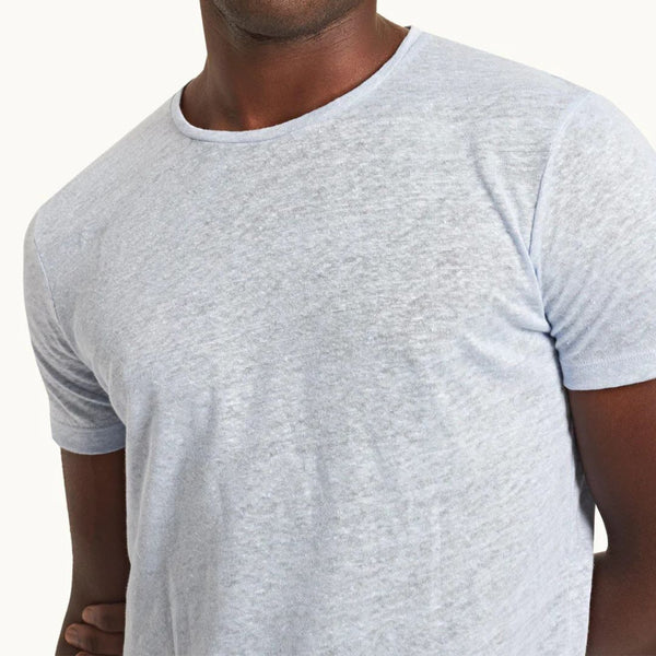 Soft Blue Linen Crewneck Linen T-shirt