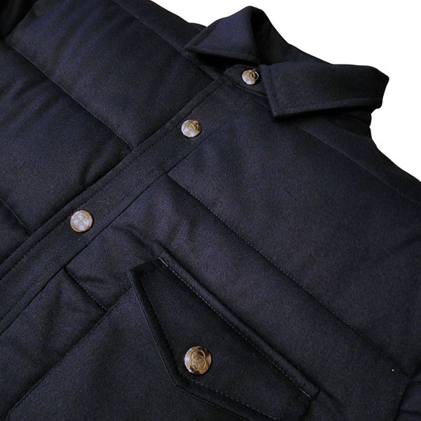 Navy Roni Wool Silk Quilted Shirt Jacket