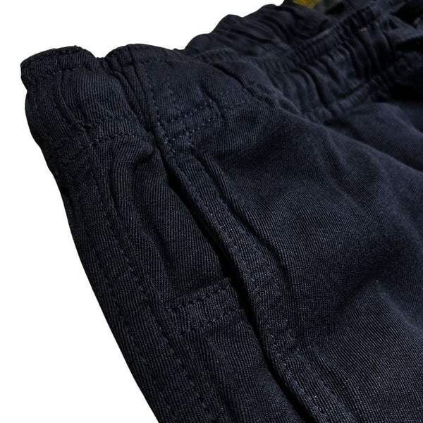 Dark Blue Cotton Linen Drawstring Trousers