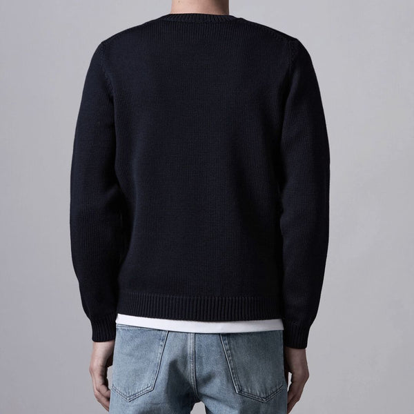 Denim Merino Knit Crewneck Sweater