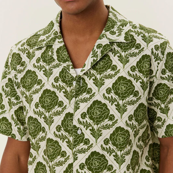 Vintage Green Lesley Flower Tile AOP SS Shirt