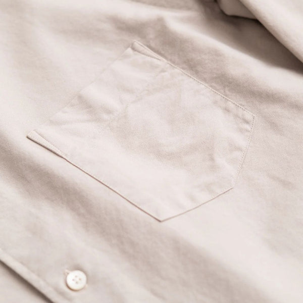 Taupe Standard Oxford Garment Dyed Cotton Shirt