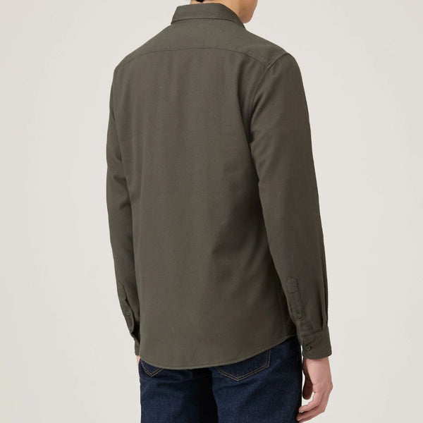 Dark Green Brushed Cotton Flannel Shirt