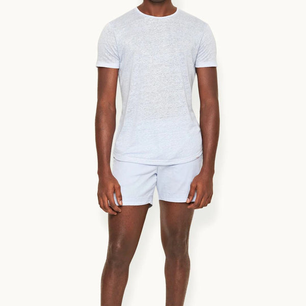 Soft Blue Linen Crewneck Linen T-shirt