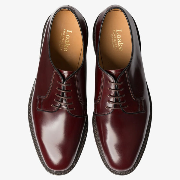 Burgundy 771 Polished Leather Plain Tie Derby Shoes