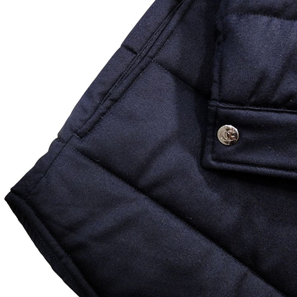 Navy Roni Wool Silk Quilted Shirt Jacket