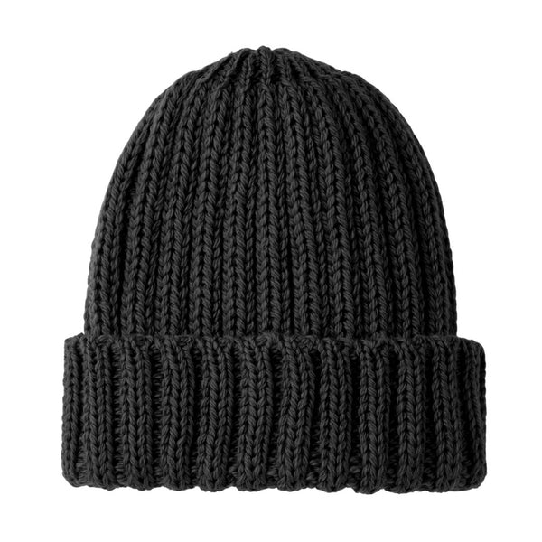 Black Milliner Merino Wool Ribbed Beanie