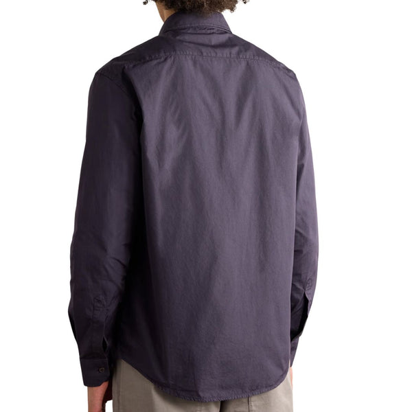 Navy Faziol Garment Dyed Cotton Poplin Shirt