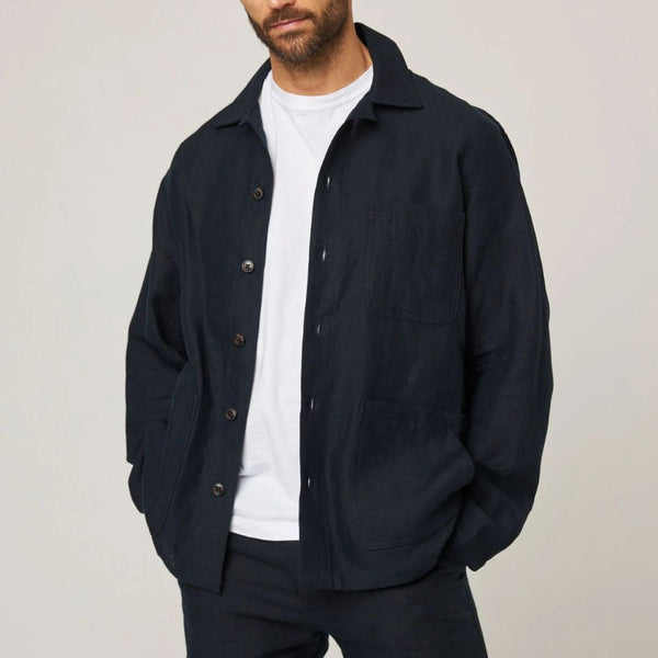 Navy Grange Linen Shacket