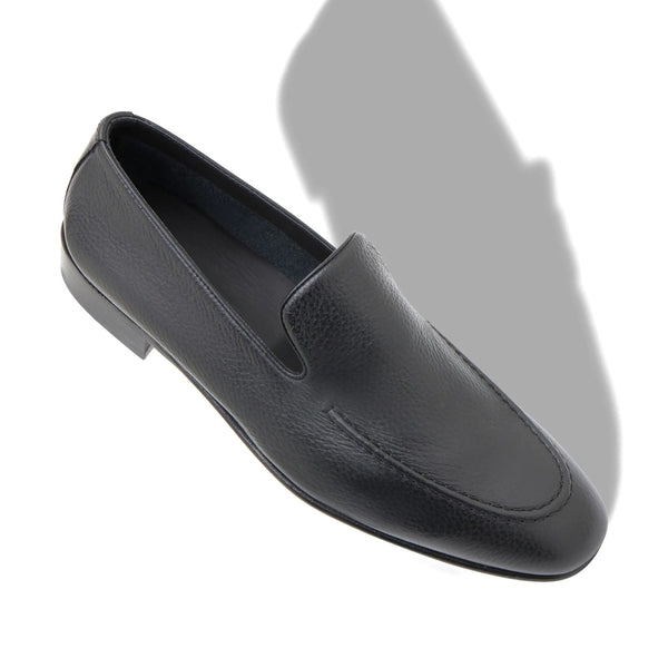 Black Made In Italy Leather Loafer Shoes