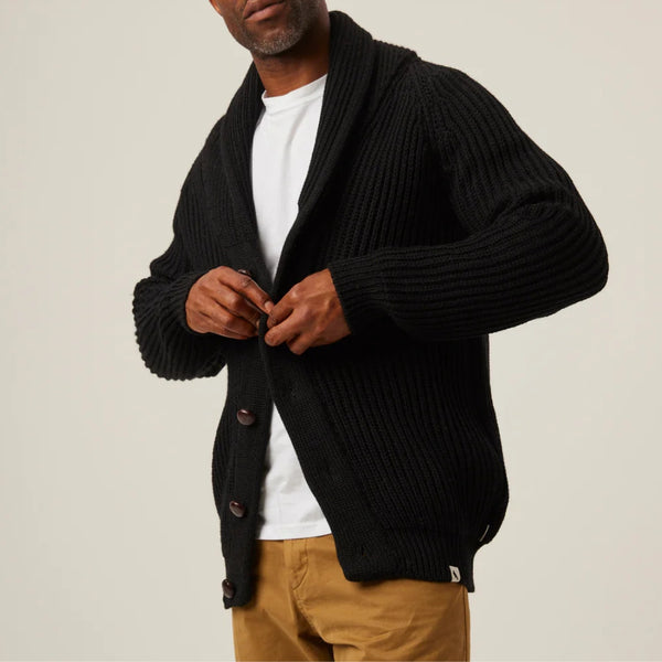 Black Wilkinson Merino Wool Shawl Cardigan