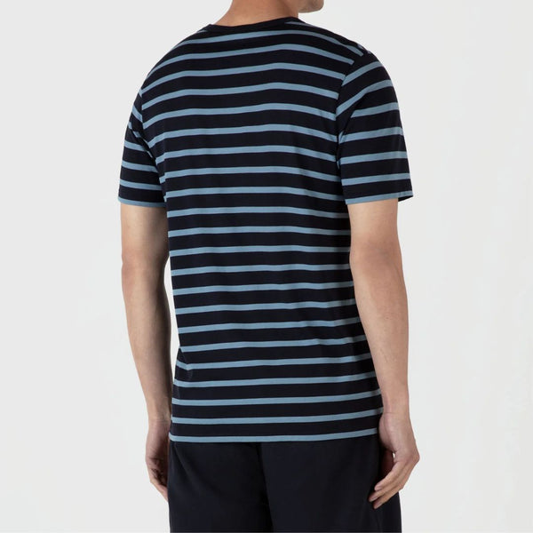 Navy/Como Blue Stripe Classic Crew Neck T-Shirt