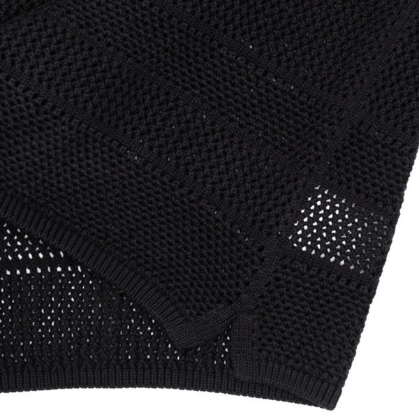 Deep Black KNITSHIRT01X Cotton Crochet Shirt