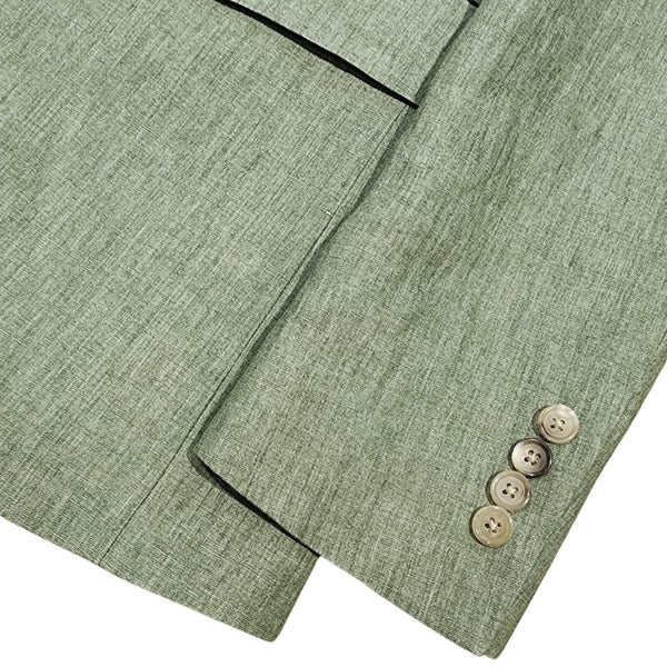 Green Two Button Linen Suit