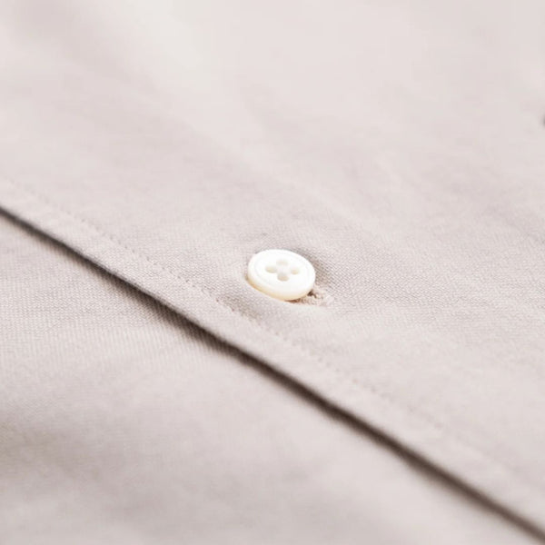 Taupe Standard Oxford Garment Dyed Cotton Shirt