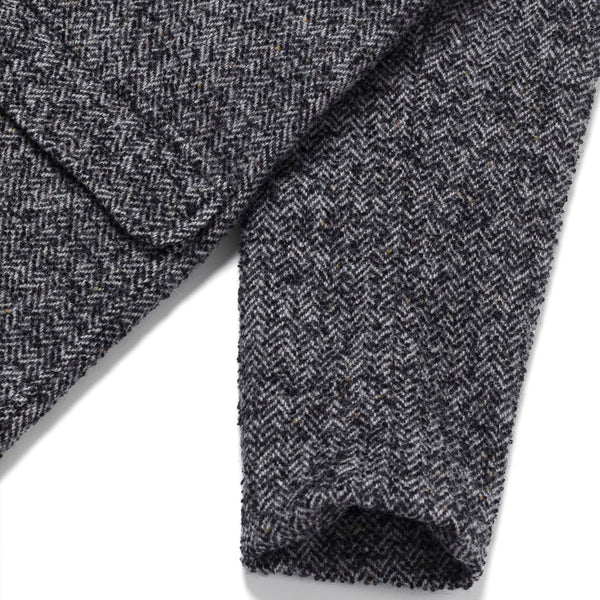Grey Kent Patch Pocket Herringbone Overcoat