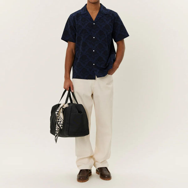 Navy Lesley Flower Tile AOP SS Shirt